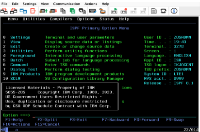 ISPF Options Menu